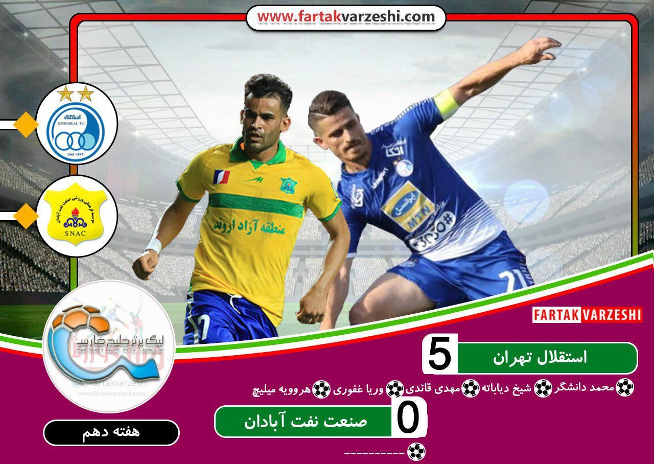خلاصه بازی استقلال 5 - 0 صنعت نفت آبادان