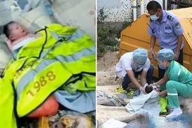 پیداشدن نوزاد در کنار سطل آشغال خیابان! 