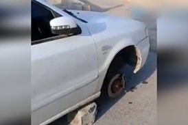 اقدام عجیب سارق پس از سرقت چرخ های یک خودرو 