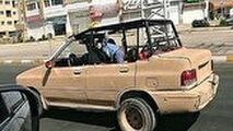جابه جایی مرزهای تکنولوژی با تردد خودروی پراید سه چرخ در خیابان‌ها 