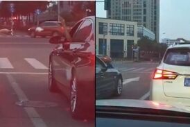 برخورد جالب راننده زن با یک راننده بی فرهنگ! 