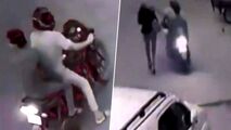 لحظه سرقت تلفن همراه خبرنگار زن در خیابان