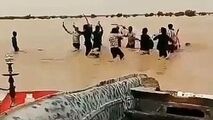 شادی مردم دشت سیستان از ورود سیلاب به این منطقه