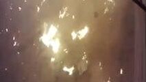 شدت سانحه سقوط هواپیمای اوکراینی از دوربین مداربسته یک کارگاه مبل‌سازى