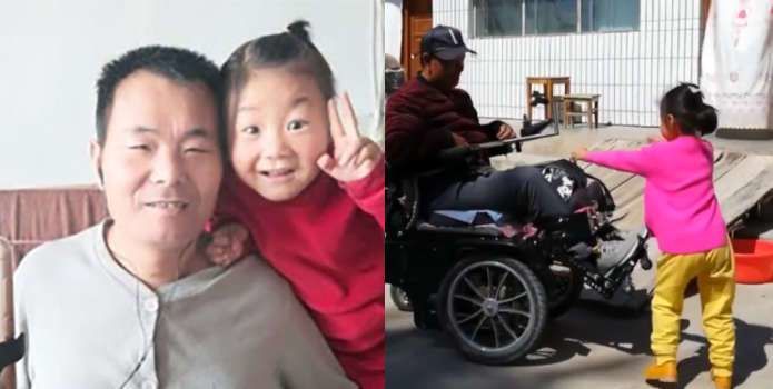 فداکاری ستودنی دختر خردسال در مراقبت از پدر معلولش!