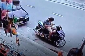 تصادف ناگهانی موتورسوار حین استراحت