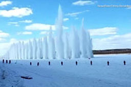  انفجار رودخانه یخ‌زده برای جلوگیری از سیل!