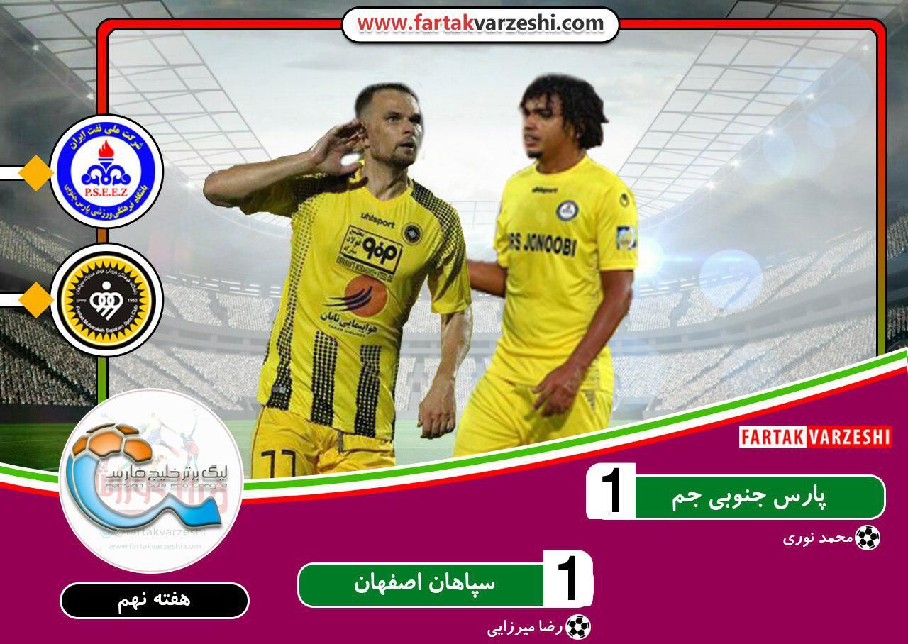 خلاصه بازی پارس جنوبی جم 1 - 1 سپاهان